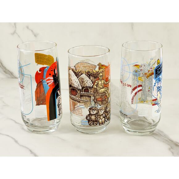 Star Wars Tall Glasses The Empire Strikes Back The Return Of The Jedi 1980 x3 - Picture 10 of 16